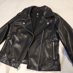 Art Class Jacket Girls Medium (7/8) Black Faux Leather Pleather Biker Moto